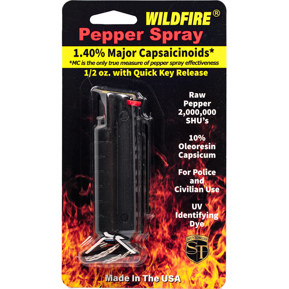 Wildfire 1.4% MC 1/2 oz pepper spray hard case with quick release keychain black